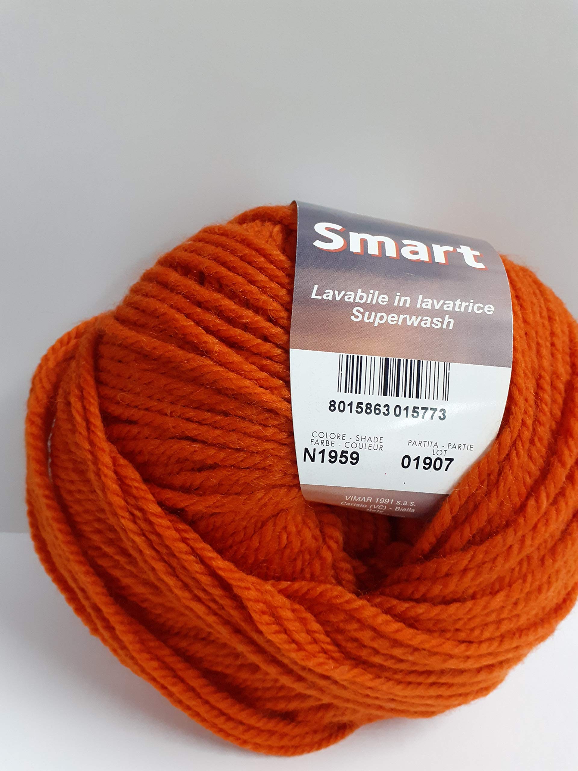 6 GOMITOLI Lana Smart Arancione (Pura Lana Vergine,da 100 Grammi,Ferri 5-6)