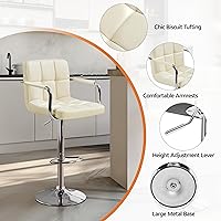 Vista 101 de Yaheetech - 4 taburetes de bar ajustables para mostrador de cocina, taburetes de bar/mostrador, silla de comedor giratoria hidráulica de piel Marrón