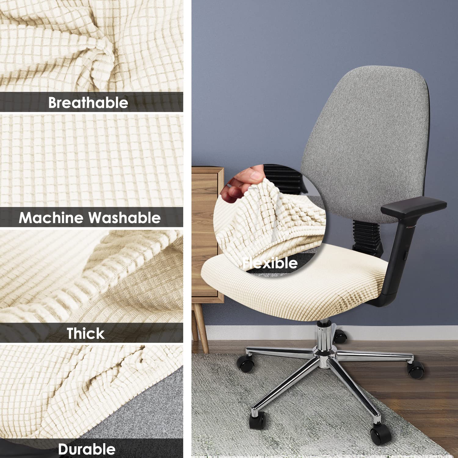 Yikko Elastic Stretch Spandex Chair Seat Covers Slipcovers Washable fit for Office Chairs,Dining Room Chairs,Bar Wedding Party Decor (6 - Image 4