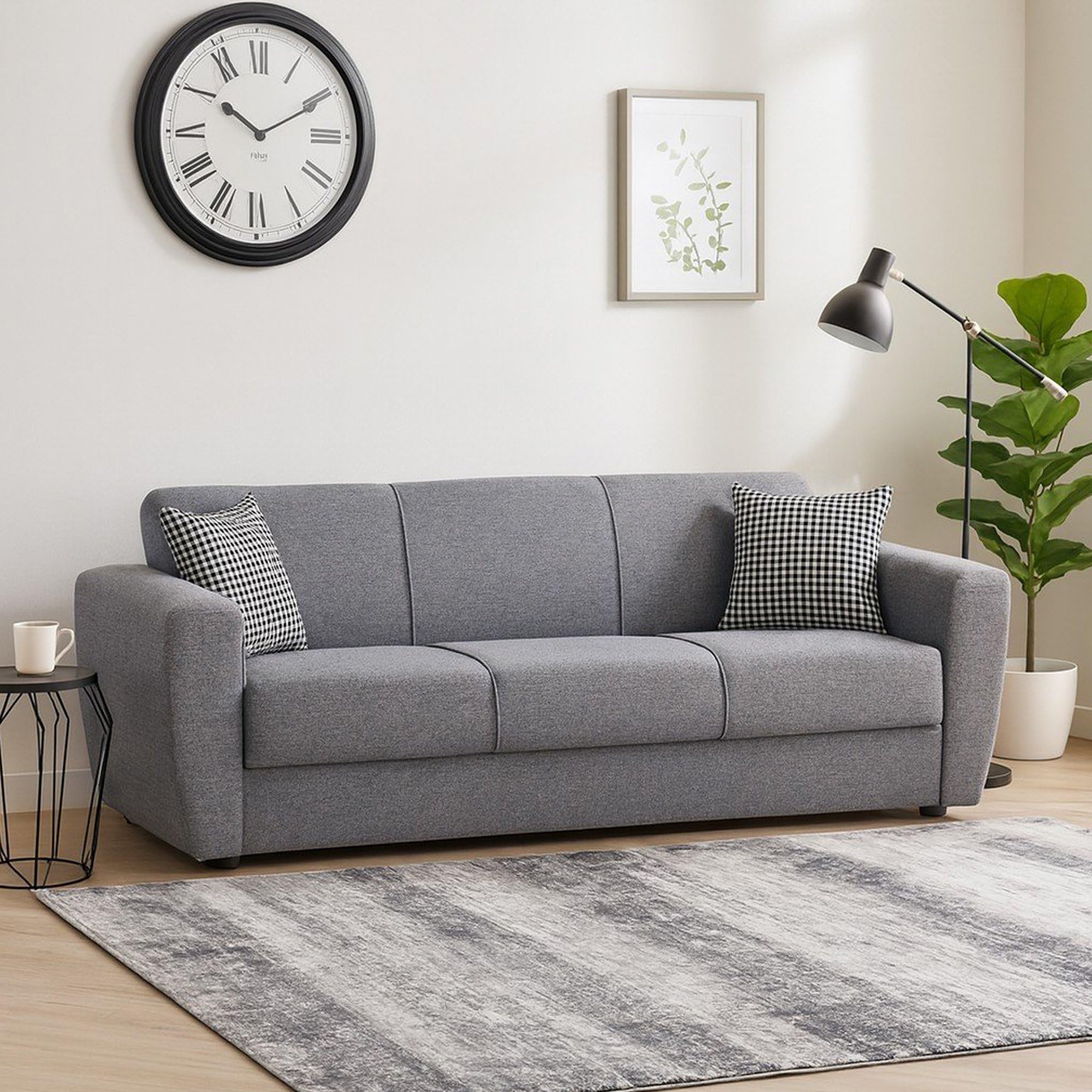 Dmora Divano Letto 3 posti Escobar, Divano Letto Contenitore lineare, Sofà da Soggiorno Apertura Click-clack, 223x84xh80 cm, Grigio