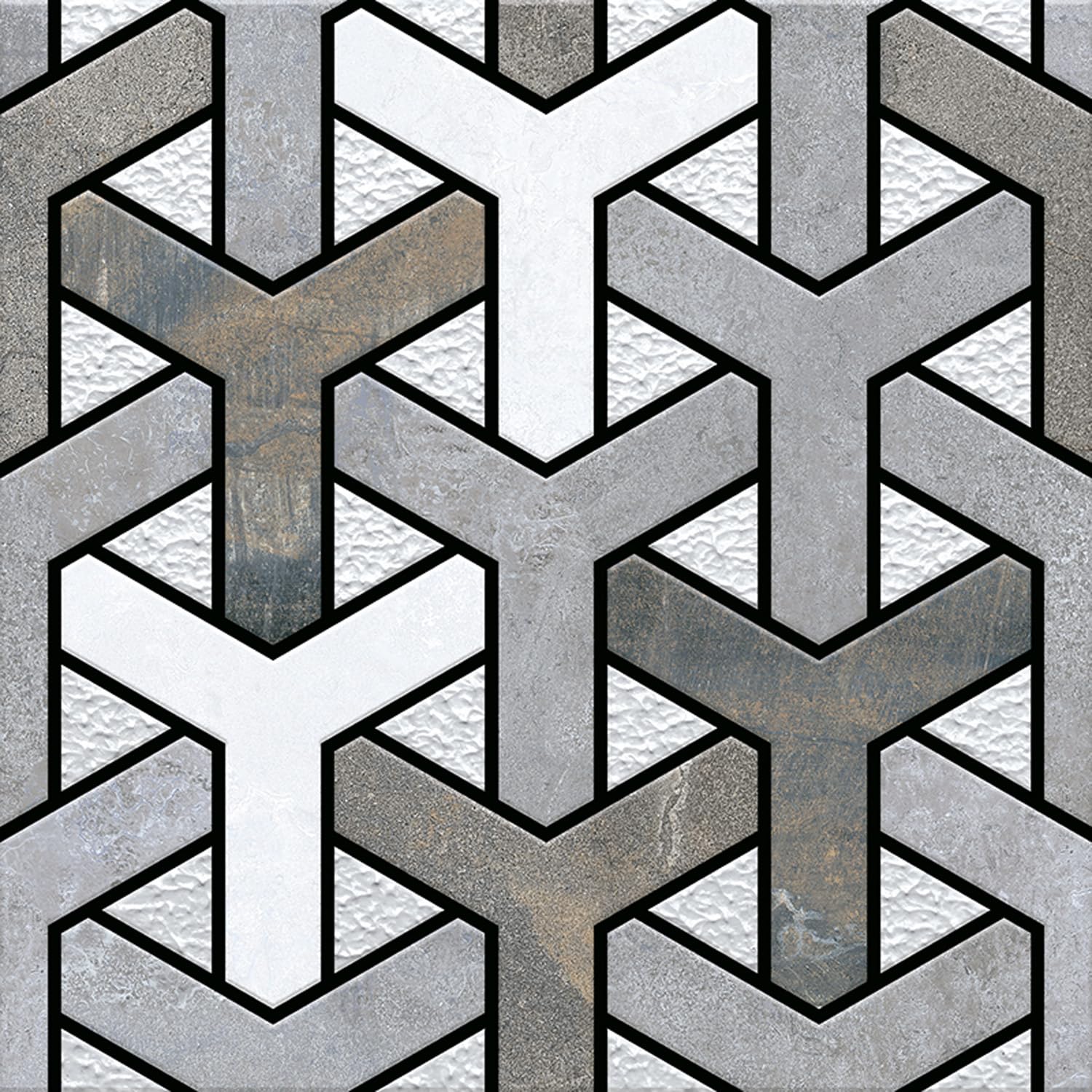 Johnson Endura - Structo Gris Super - Glazed Vitrified Tile, EDC Wall & Floor Tiles, Rustic Look, (30 x 30cm - 1cm Thickness, Matte Finish, 8-Tiles in Box)