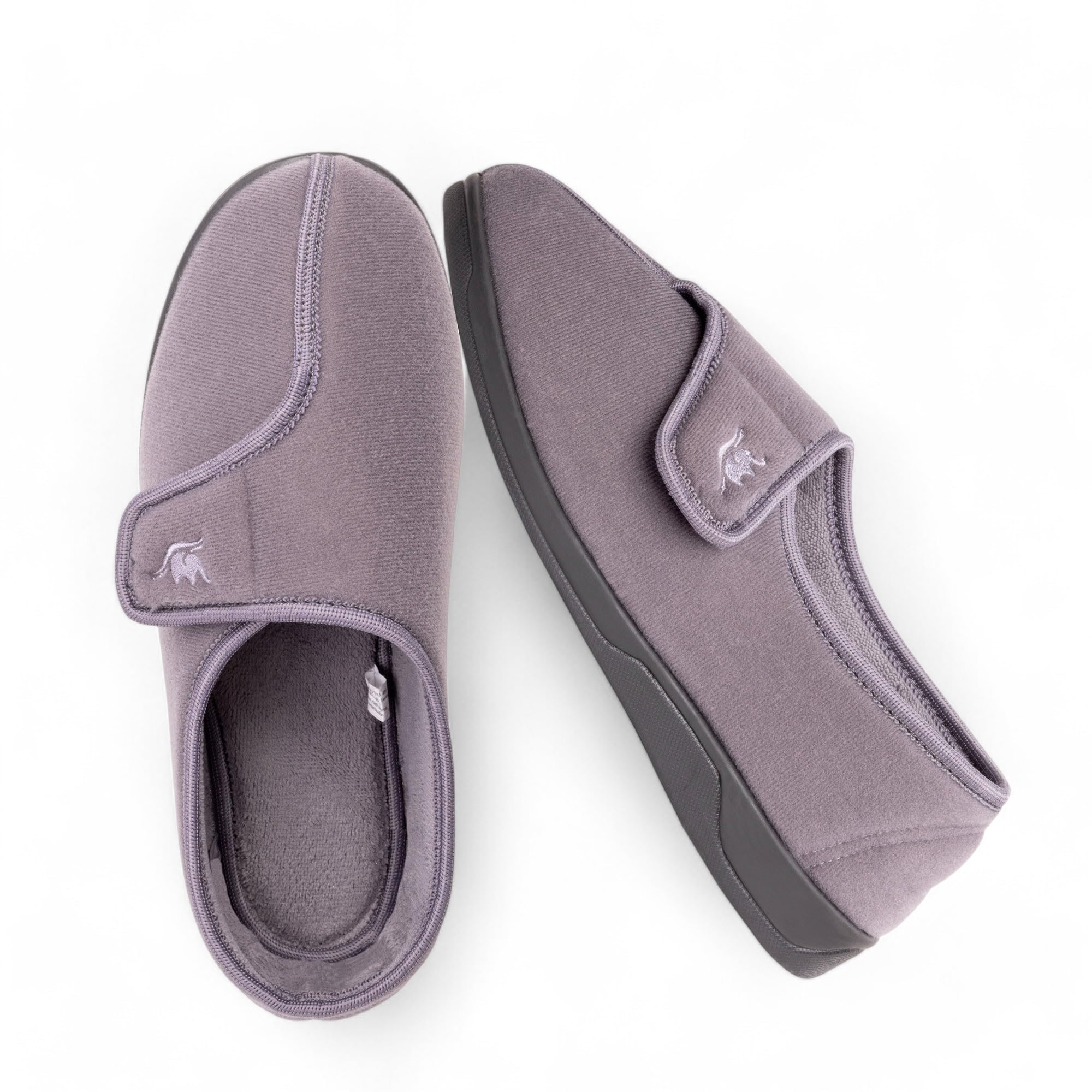 EUROPEAN SOFTEST Men's Memory Foam Diabetic Slippers with Adjustable Closure, Wide Comfy Warm Arthritis Edema Swollen Diabetic House Shoes Machine