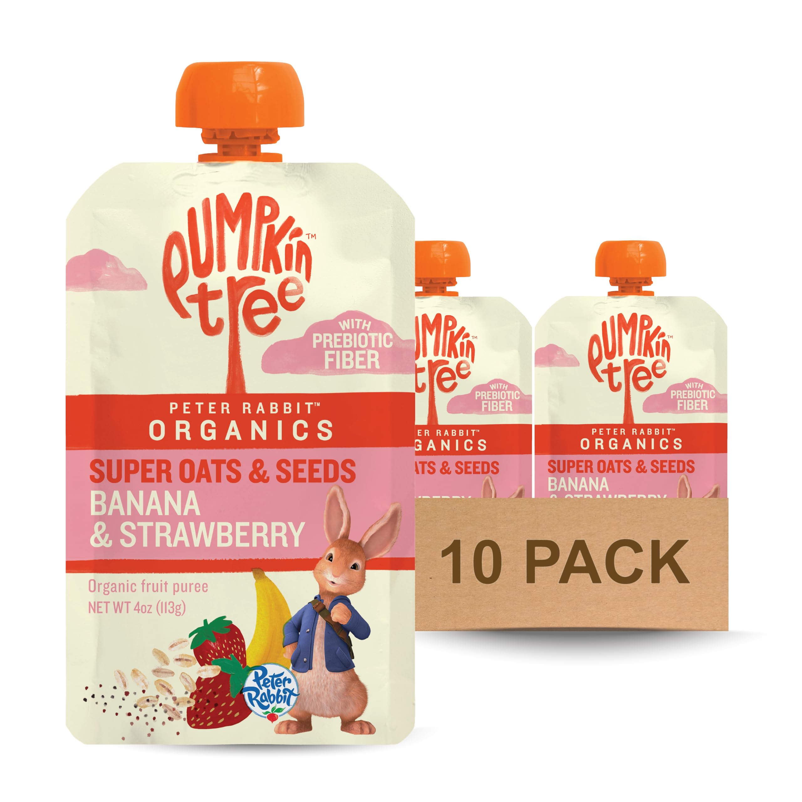 Pumpkin Tree Organics Super Oats & Seeds, Banana & Strawberry, 4 Ounce (Pack of 10)