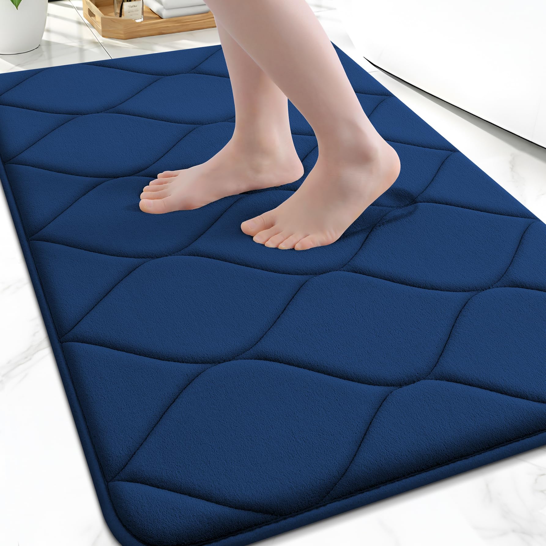 Smiry Memory Foam Bath Mat 47x20, Ultra Soft Absorbent Bathroom Rugs