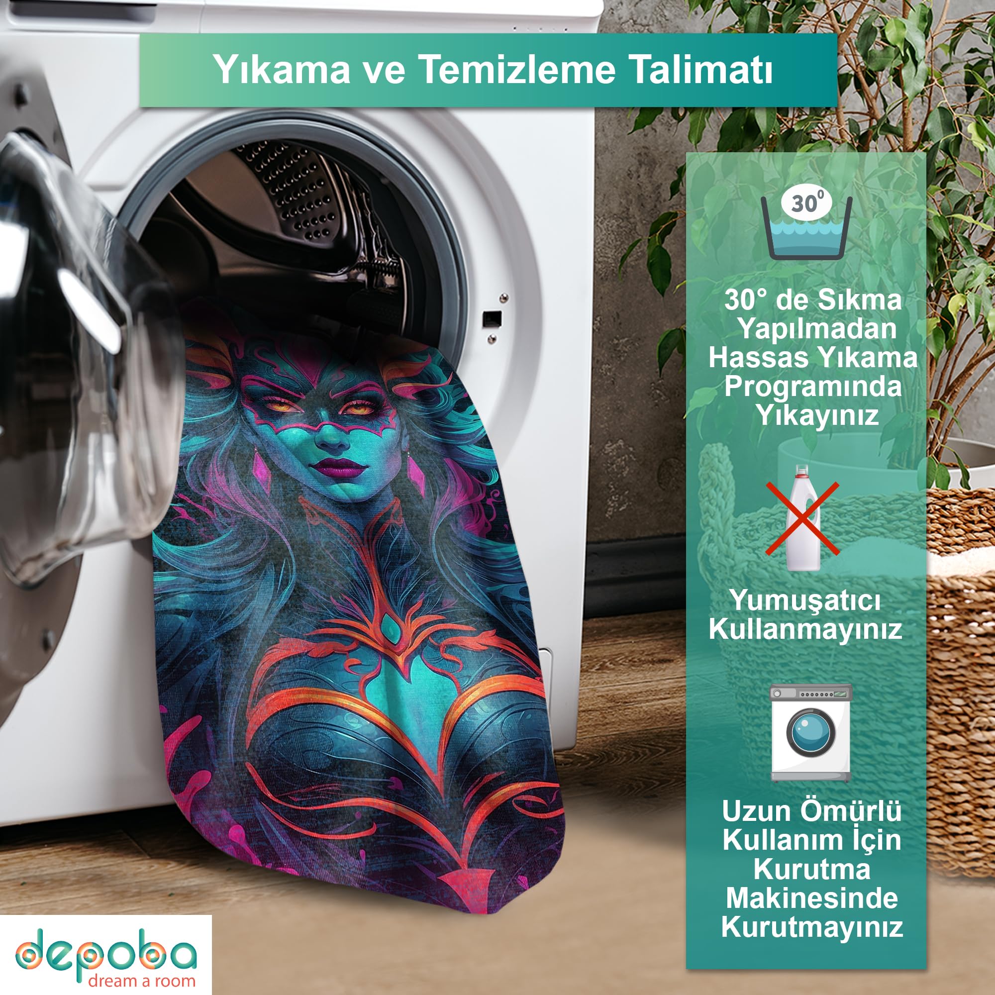 Depoba Vamps Kadife Oyuncu Odası Halısı Kaymaz Pamuk Tabanlı Yıkanabilir Antibakteriyel Gamer, Gaming Halısı 120x180