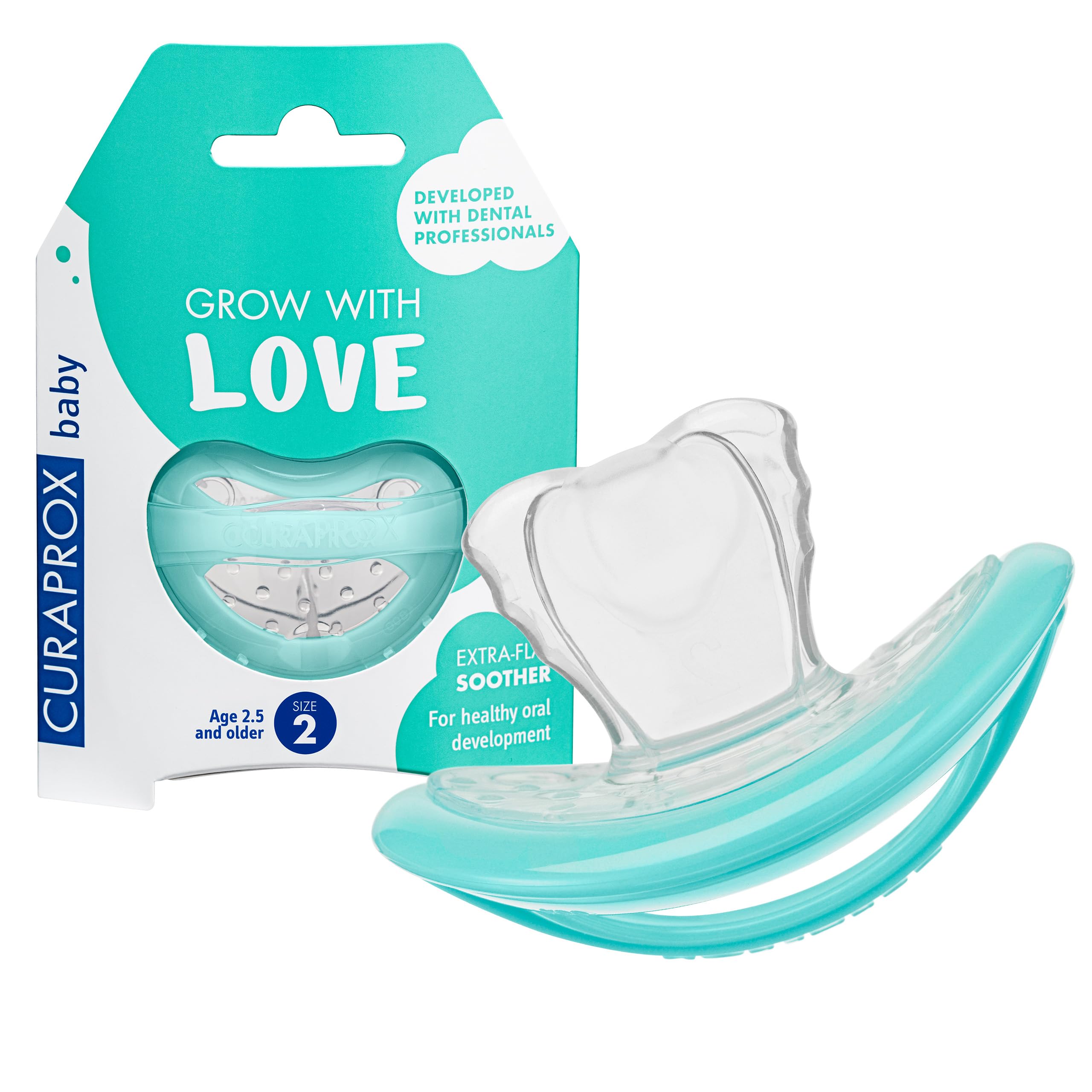 Curaprox Baby Soother, Size 2, Turquoise, Designed in Switzerland