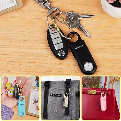 Miniatura 2 de Paquete de 2 llaveros de alarma de seguridad personal recargables de 135 dB, luz estroboscópica, agarre antideslizante, sirena SOS para mujeres y