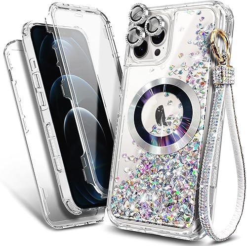 Miniatura 1 de YZB Funda diseñada para iPhone 11 Pro Max con protector de pantalla integrado, funda magnética compatible con MagSafe, cordón de correa de muñeca de