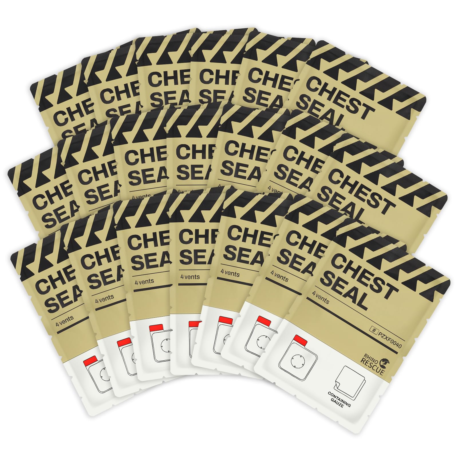 RHINO RESCUE Vented Chest Seal, IFAK Refill First Aid Supplies (20 Count)