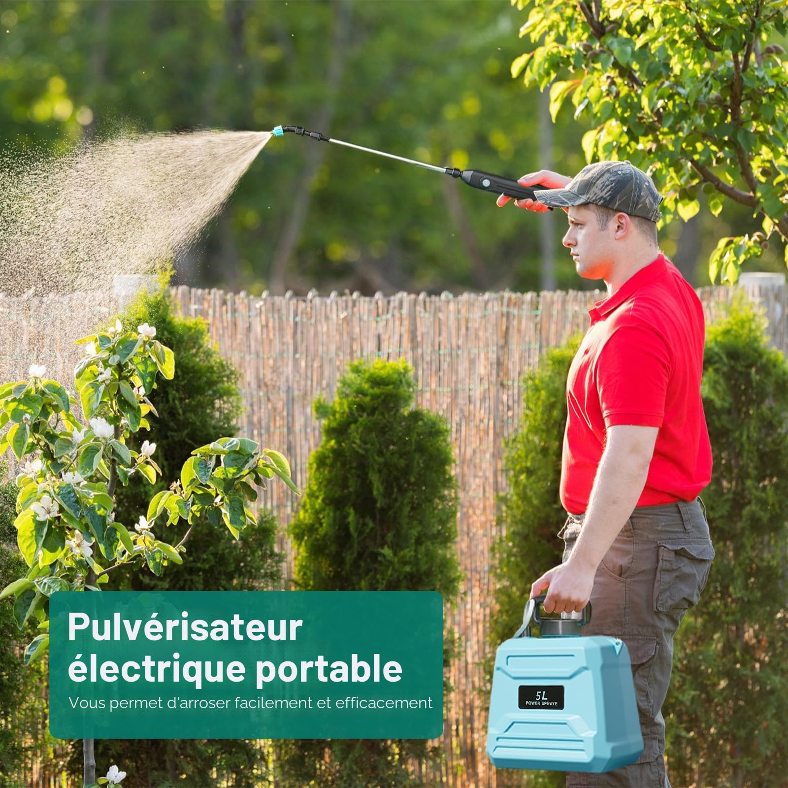 Pulvérisateur Électrique 5L/8L Rechargeable, Pulvérisateur à Dos Jardin avec 3 Buses Réglables et Canne Télescopique – Autonomie 120 Min, pour Arrosage et Désherbage (Vert - 8L)