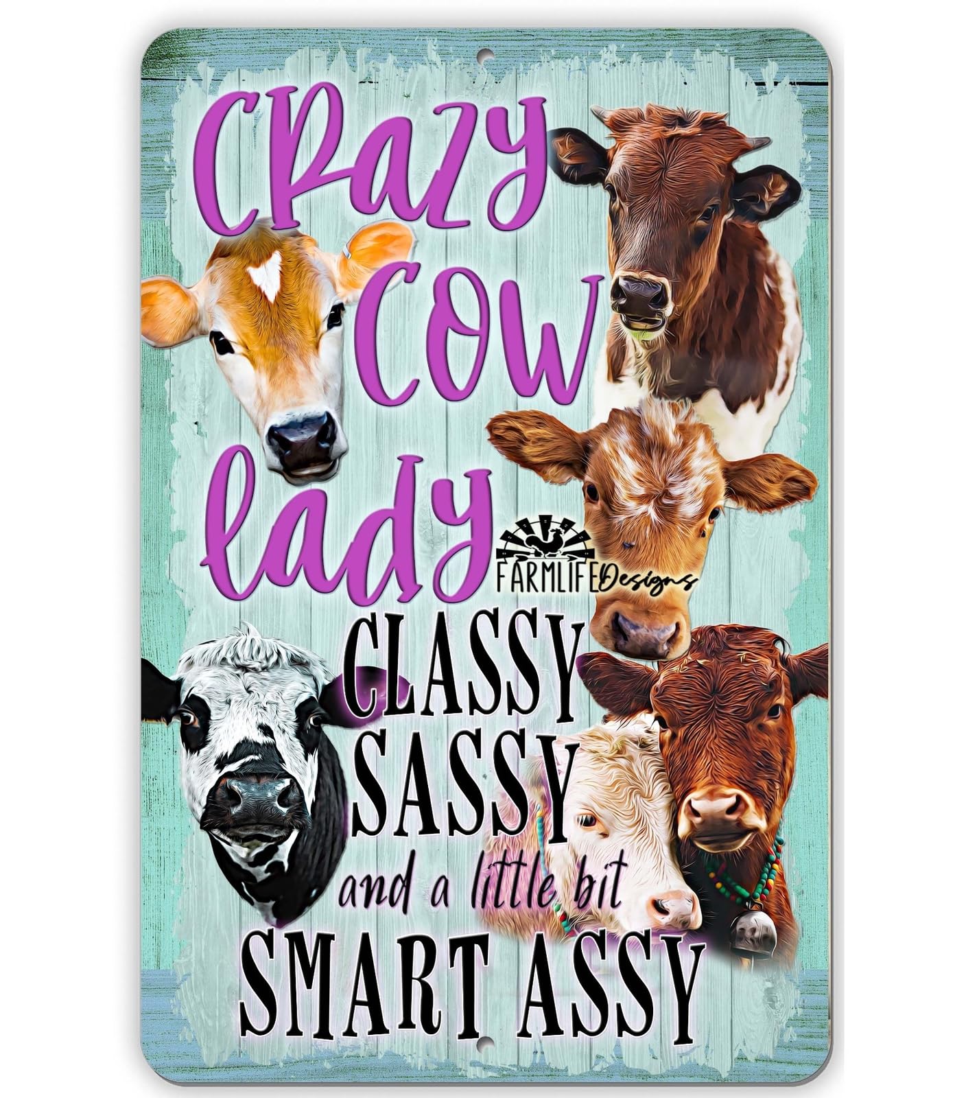 Cow Lady Sign - Crazy Cow Lady Handmade Aluminum 8x12 cows cattle heifers home decor