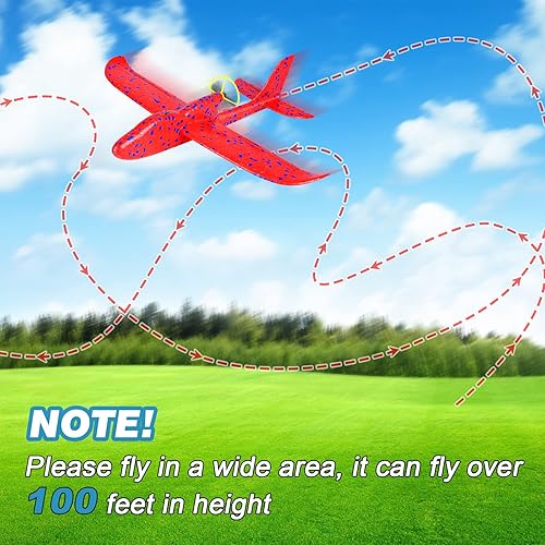 Miniatura 4 de Fuwidvia Juguete de avión de espuma eléctrica, paquete de 2 luces LED 15/25s para niños, juguete volador al aire libre, regalos de cumpleaños para