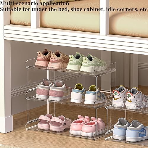 Miniatura 2 de Zapatero acrílico de 2 niveles para niños, organizador de zapatos para zapatos y botas, estante transparente para zapatos para armario, organizador