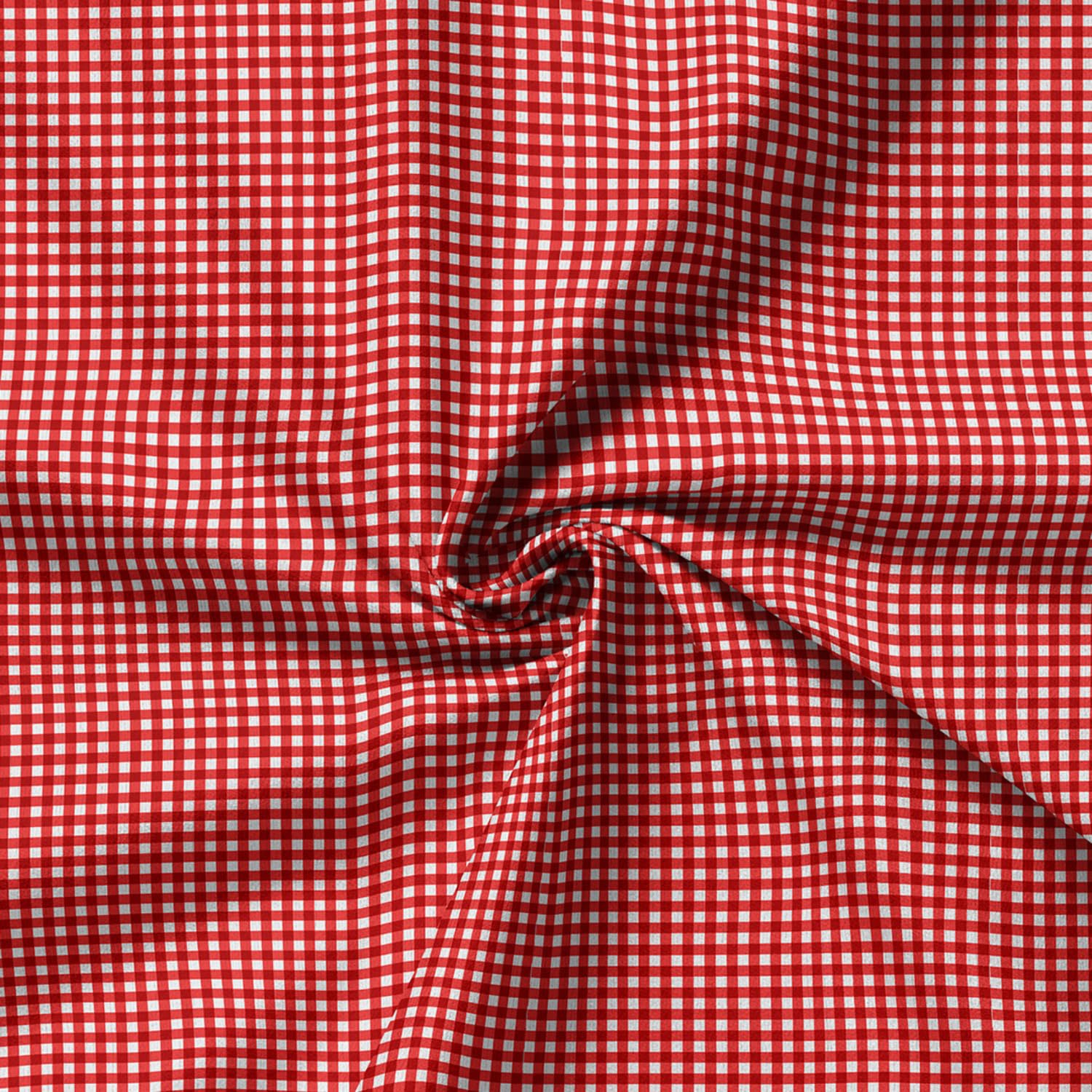 Craft Queen Ltd Red Gingham Polycotton Fabric By The Meter – 1/8 Inch Check – 114Cm (45 Inch) Wide – Lightweight Dressmaking, Craft, Quilting, Sewing Material (Red)