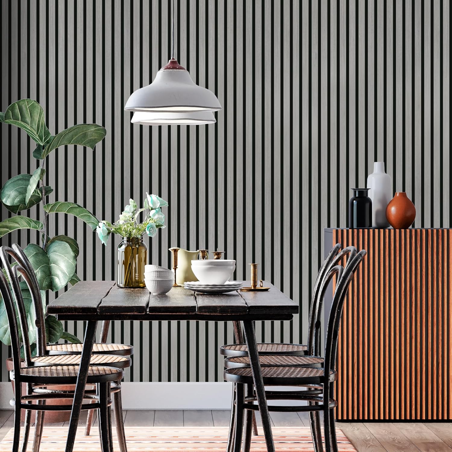 3-Pack Wood Slat Wall Panel for Interior Wall Decor Noise Cancelling 94.5" x 11.4" Acoustic Decorative 3D Sound Absorbing Wall Paneling, Gray Oak, Covers 22.4 Sq. Ft