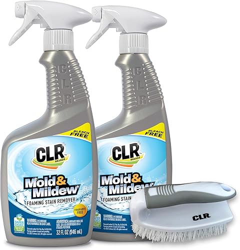 CLR Mold & Mildew Clear - Spray removedor de manchas sin blanqueador, funciona en azulejos de baño, vidrio, tela, hormigón y más, spray de 32 onzas