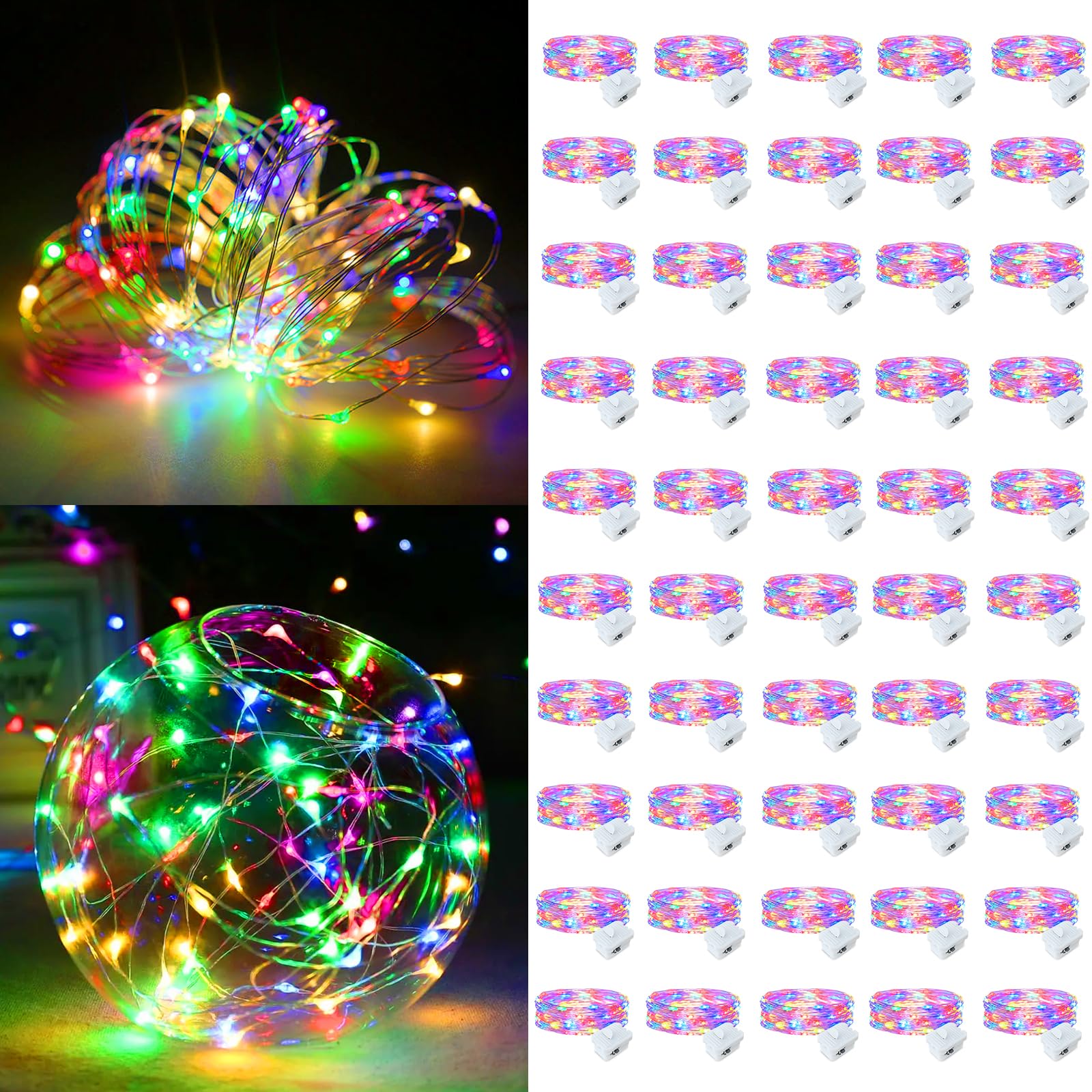 Silberdraht Lichterkette Wasserfest, batteriebetrieben, 180 cm, 20 LEDs, Knicklicht, Sternenmond, Lichter zum Selbermachen, Weihnachten, Hochzeit, Party