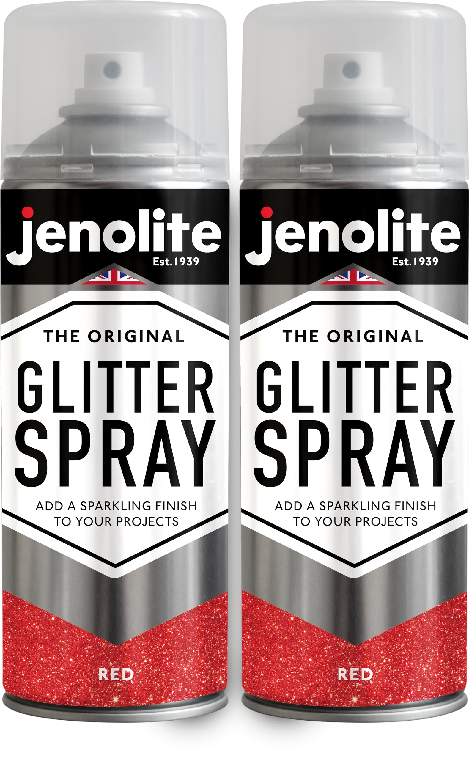 Jenolite Red Glitter Spray Paint | | 2 X 400Ml | Multi Surface Glitter Spray Paint | Ideal For Artistic Projects : Perfect For Picture Frames, Mirrors, Ornaments & Crafting