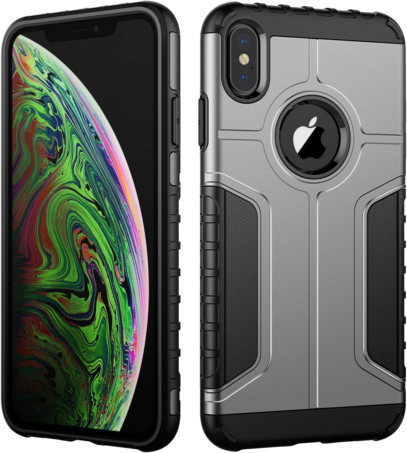 JETech Case for iPhone Xs Max, Dual Layer Protective Cover with Shock-Absorption, Grey