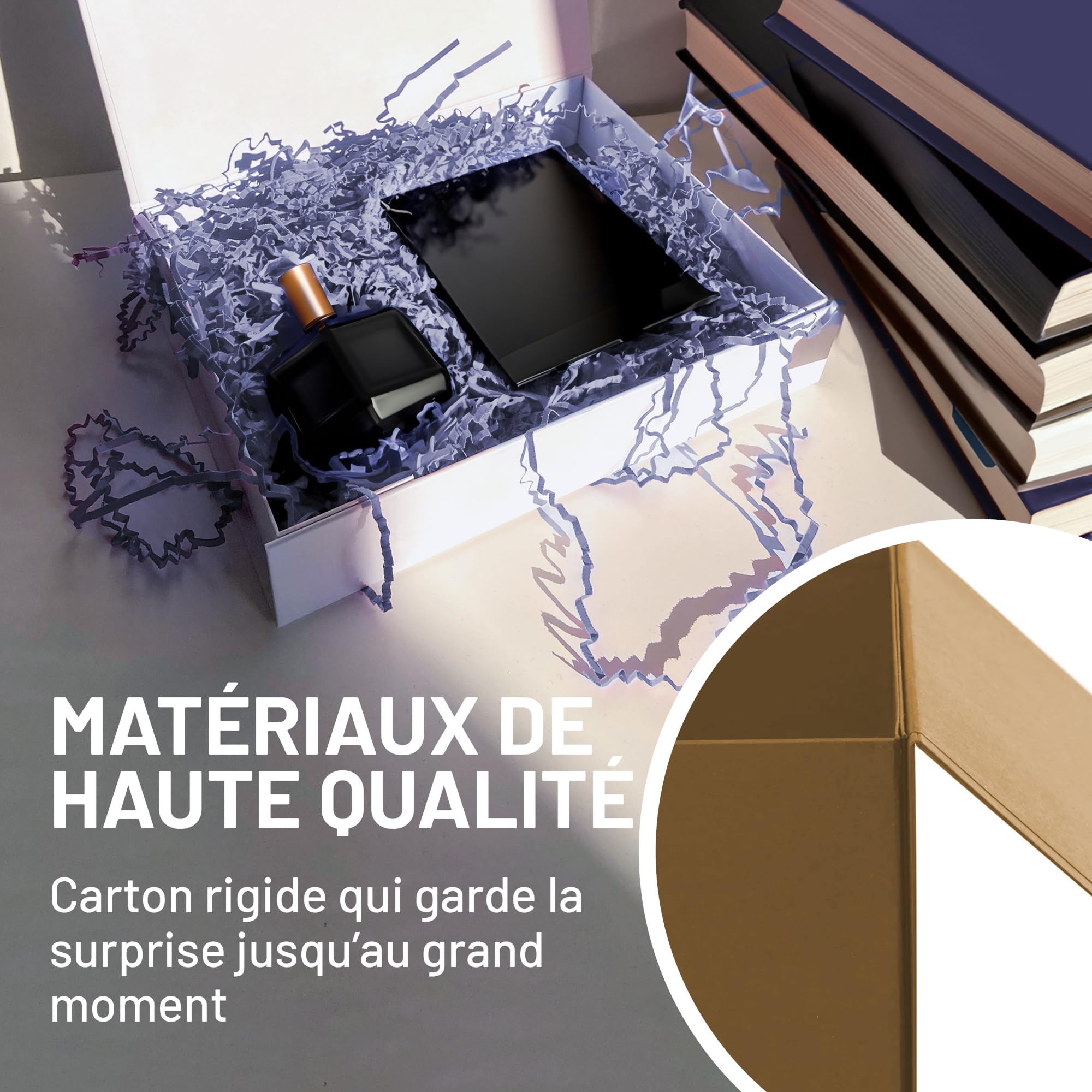 Boîte Cadeau avec Couvercle - 45x35x20cm - Coffret Carton avec Fermeture Magnétique - Idéal pour Anniversaire, Mariage, Noël, Naissance - Emballage en Noir pour Présent - Pack de 10