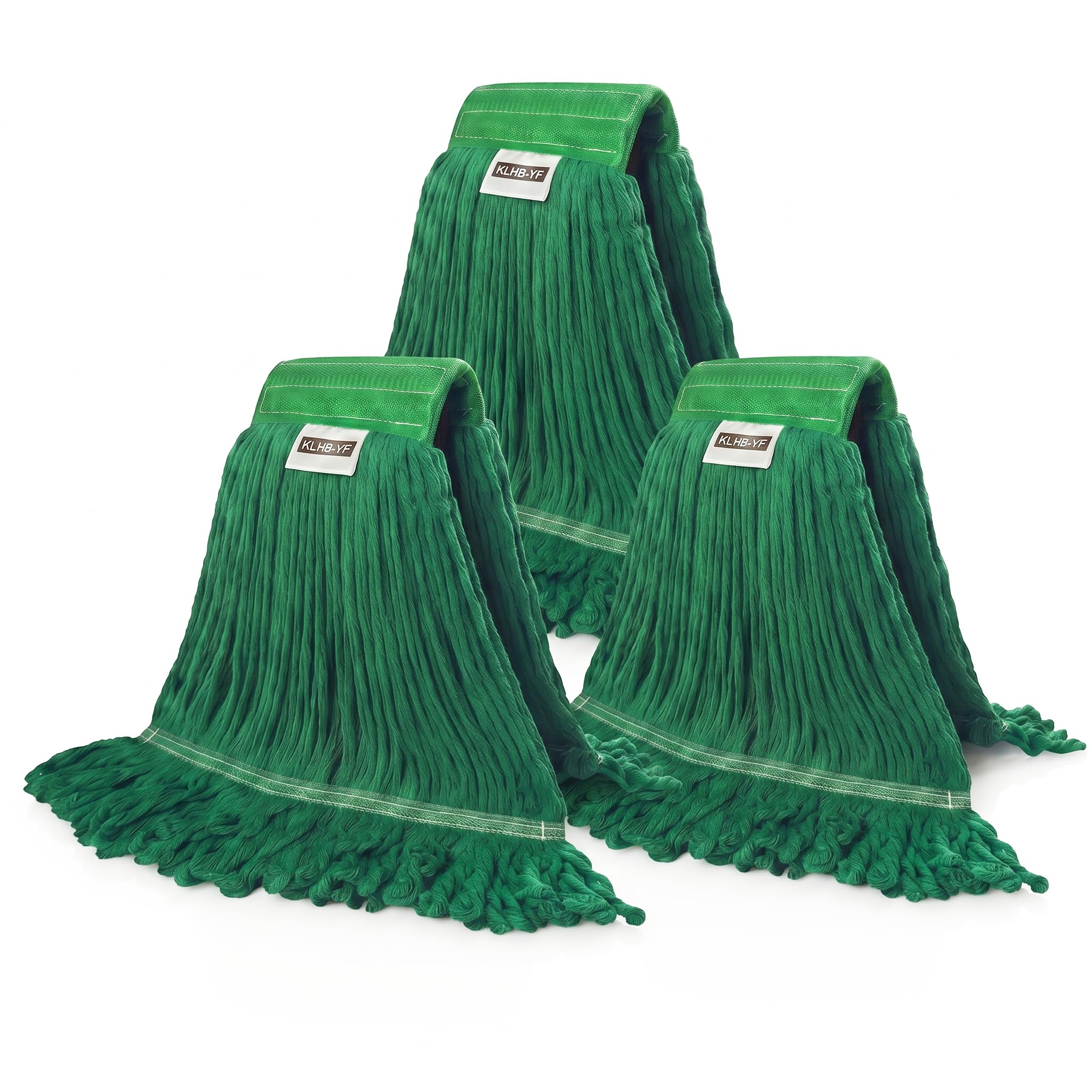 Heavy Duty Wet Industrial Cleaning Mop Head – 21 oz Green mop Head Replacement Cotton Washable Industrial mop Heads Heavy Duty for Commercial &amp; Home Cleaning（Green）