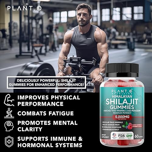 Miniatura 3 de Gomitas puras de Shilajit del Himalaya para hombres y mujeres, 5000 mg de peso extra, 100% sabor natural a frambuesa, más de 85 minerales traza y