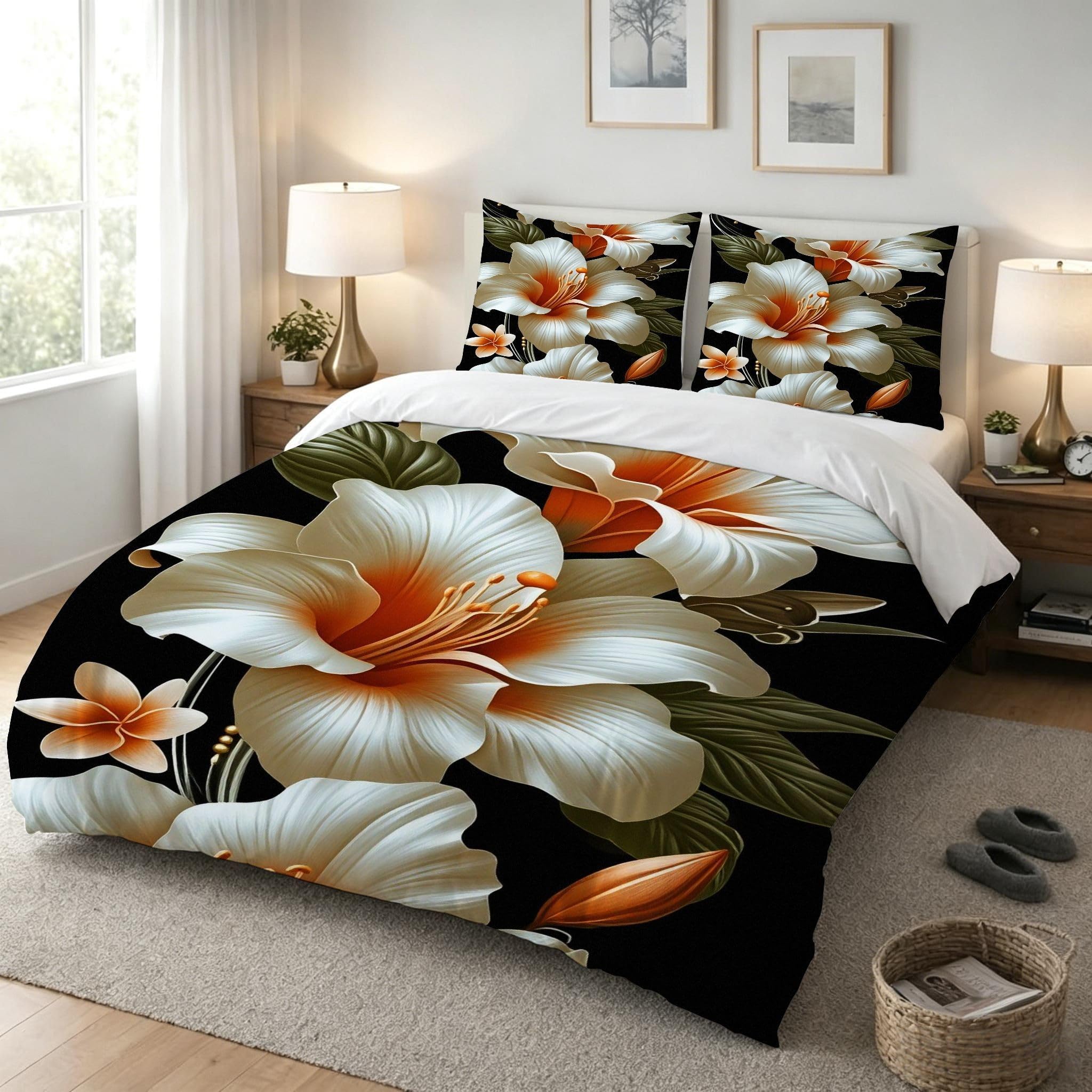 Copripiumino Matrimoniale Peonia Bianca 260x240, ZW612 | Traspiranti Durevoli Microfibra, per Tutta la Famiglia, Matrimoniale, per Tutte le Stagioni, con 2 Federe 50x80 cm