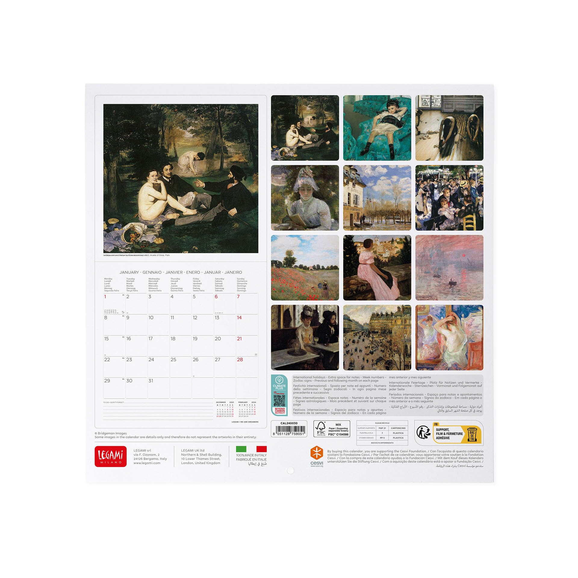 Legami, Wall Calendar 2024, 12 Months and Annual Planner, Space for Notes and Notes Number of the Week, 6 Languages - Image 3