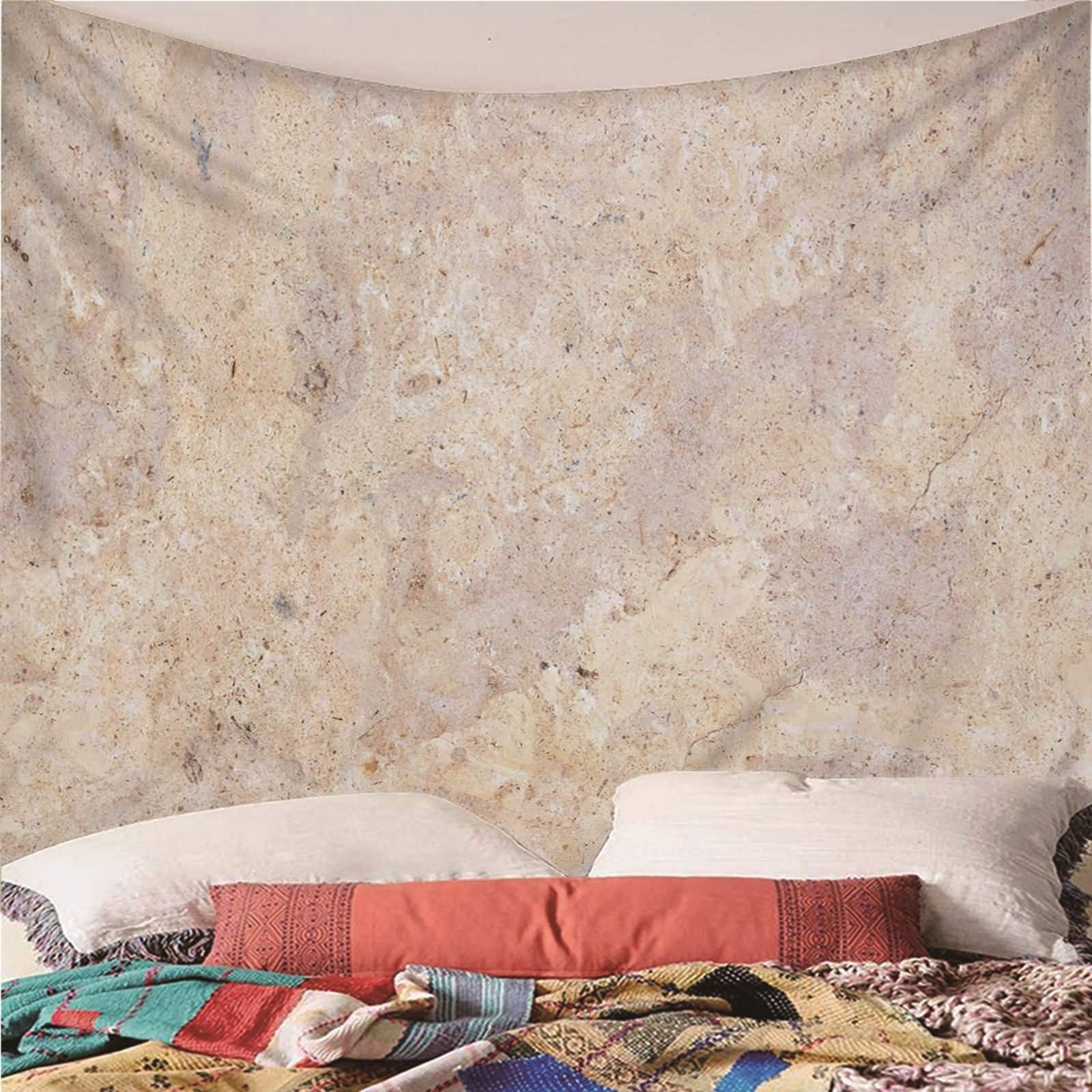 Tapiz Tela 260x240CM,Patrón de Mármol Tapiz de Tela Pared Poliéster Beige