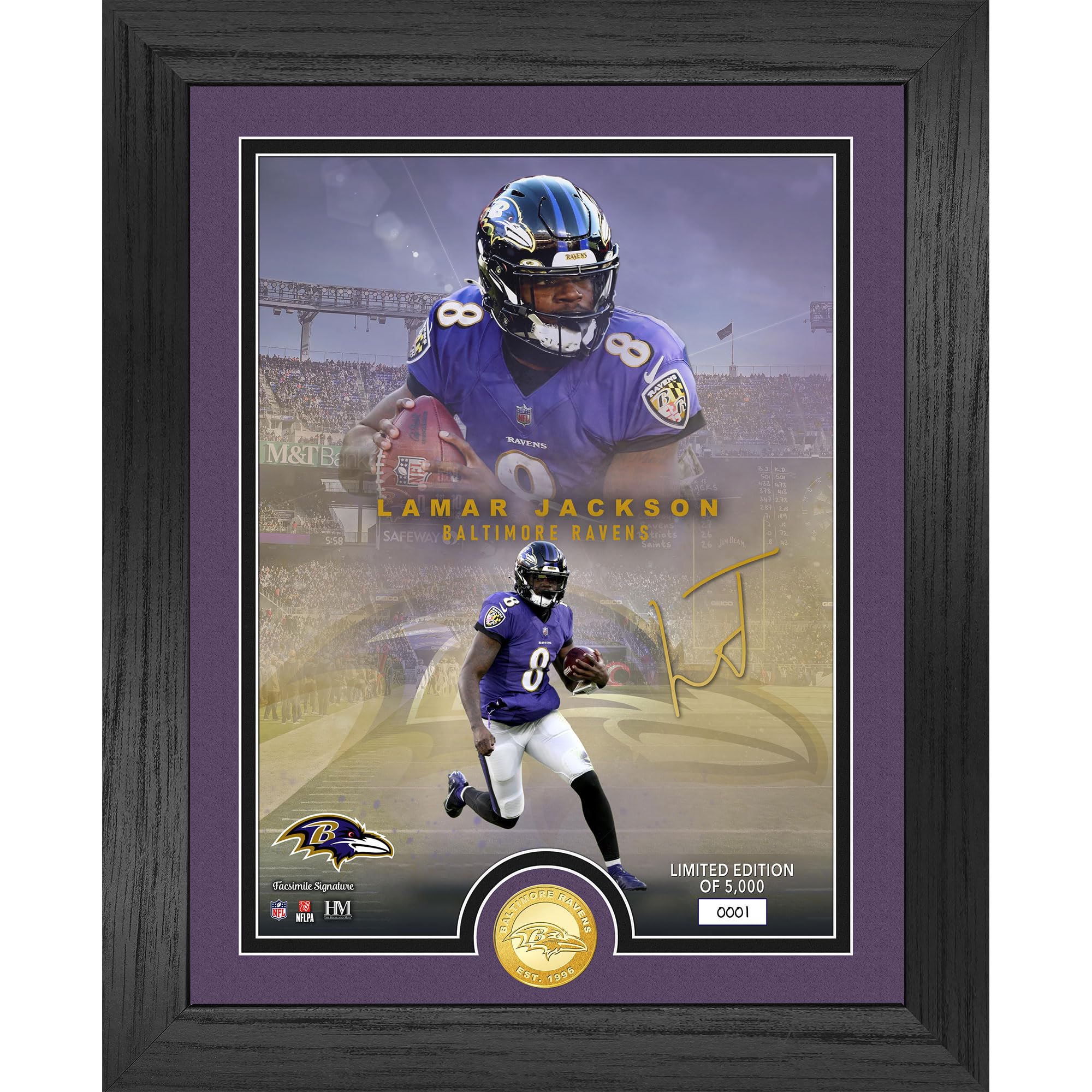 Highland Mint Lamar Jackson Baltimore Ravens NFL Signature Coin Bild