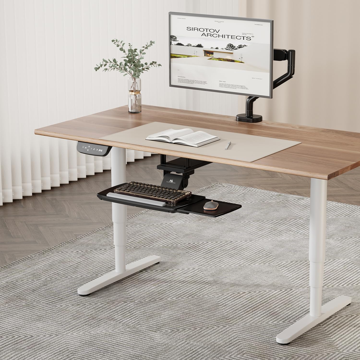 Maclean Plateau pour Clavier avec Plateau pour Souris - Réglable en Hauteur - Inclinable et Rotatif - Support Ergonomique pour Bureau jusqu'à 5 kg - Support de Clavier en Acier et Plastique (Noir)