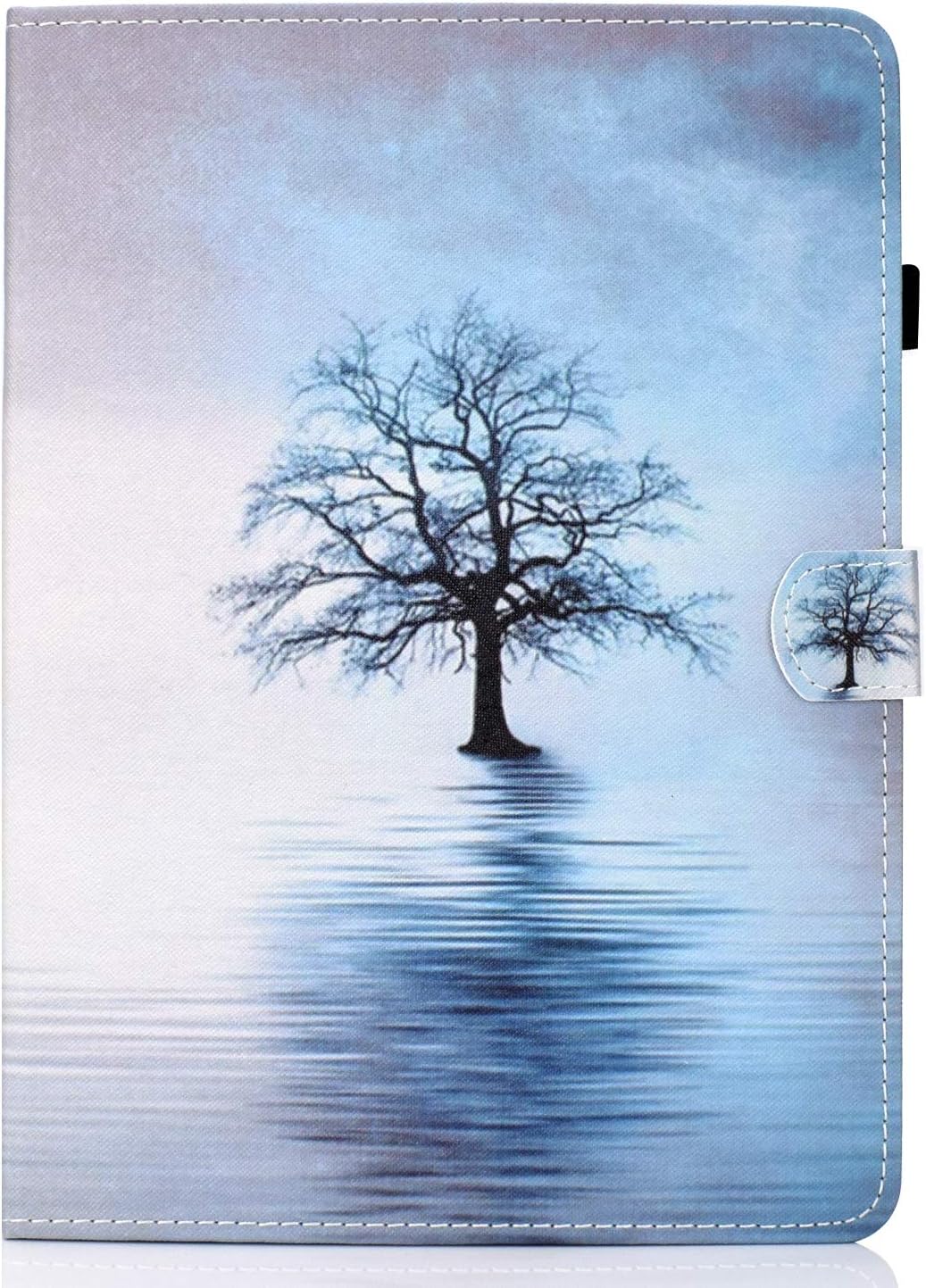 Pefcase for Samsung Galaxy Tab A 10.1 Case 2019 SM-T510/T515 PU Leather Stand Flip Case Multiple Viewing Angles Shockproof Folio Cover with Card Pockets Stylus Loop - Water Tree