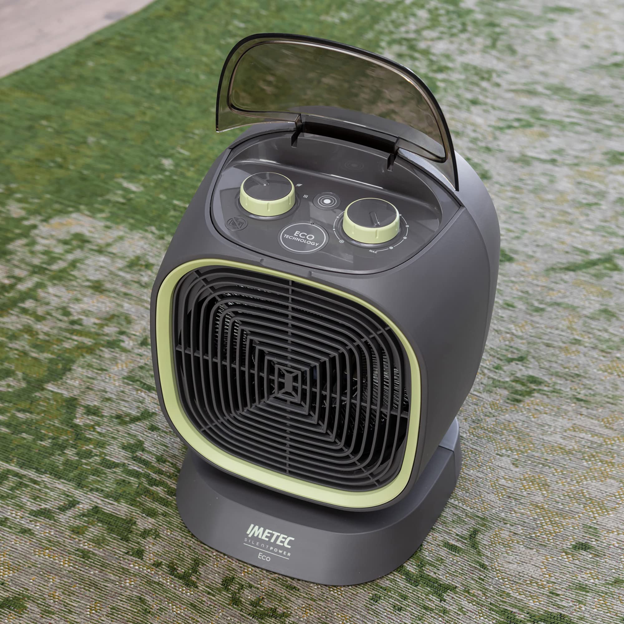 Imetec Silent Power Eco, cichy termowentylator, technologia ECO, 2100 W, funkcja zapobiegania zamarzaniu, regulacja temperatury, 4 funkcje, termostat pokojowy