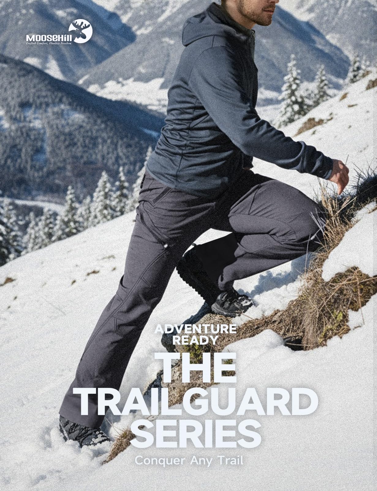 Moosehill Skihose Herren Thermohose Gefüttert: Wasserdicht | Winddicht, Warm, Softshellhose, Wanderhose, Snowboardhose, Winterhose Herren mit 5 RV-Taschen zum Klettern und Wandern