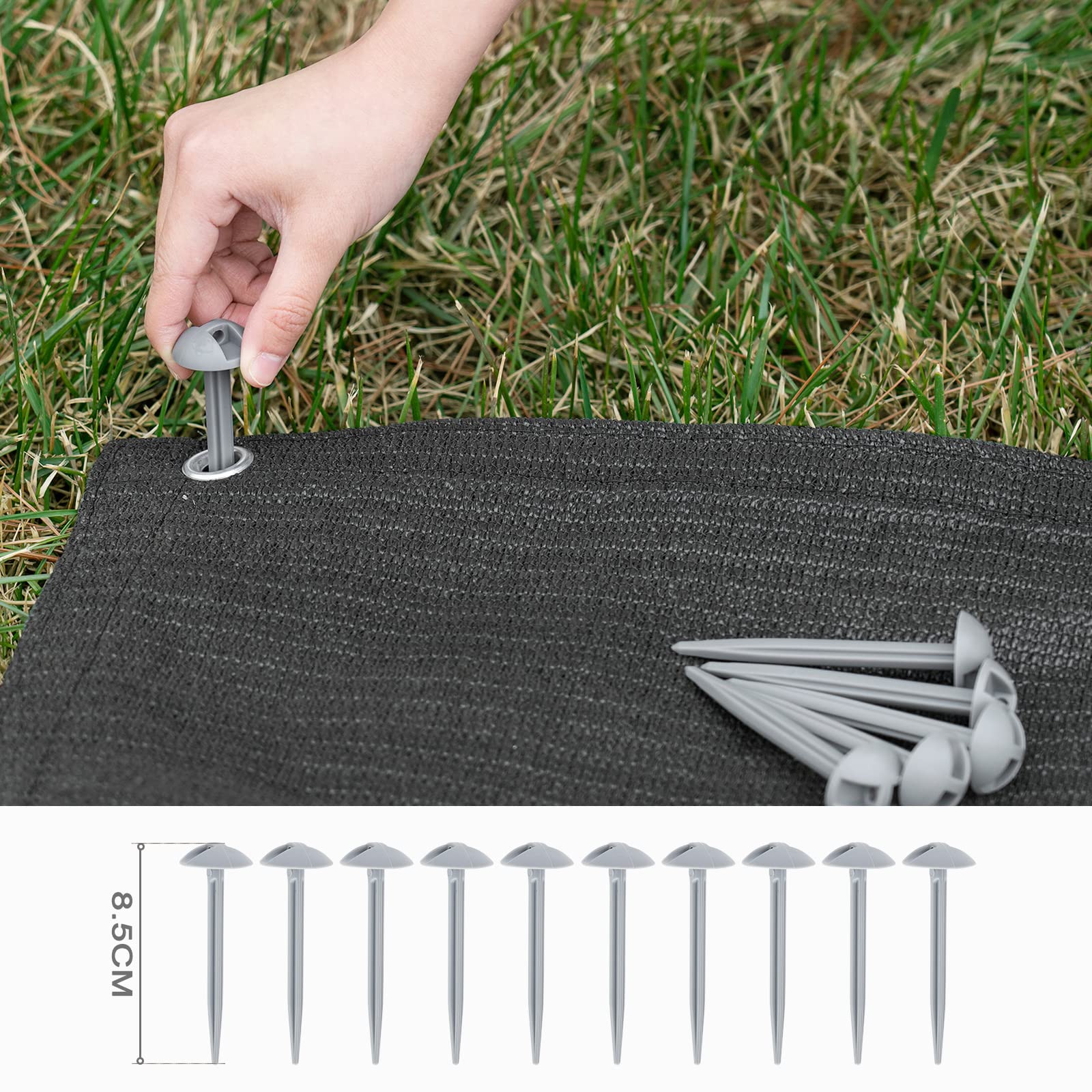 Laneetal Alfombra de Tienda de Campaña de HDPE 280 g/m2, Lona Impermeable para Acampada, Alfombras para Caravana, con 16 Clavos y Bolsillo de Transporte, Manta para Exteriores, Antracita, 3x4 m