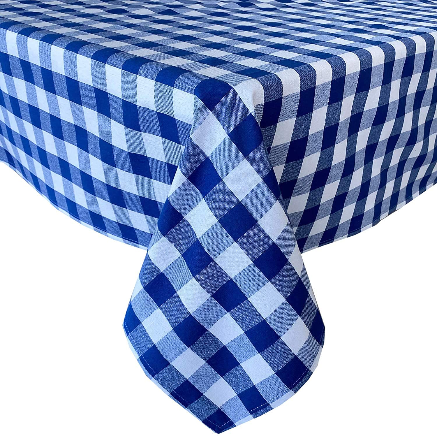 HB MSALA Cotton 6 Seater Checkered Tablecloth - Stain Resistant, and Wrinkle Resistant Washable Table Cloth for Dining Room, 60 x 84 Inch, Blue and White Gingham Pattern (Blue and White)