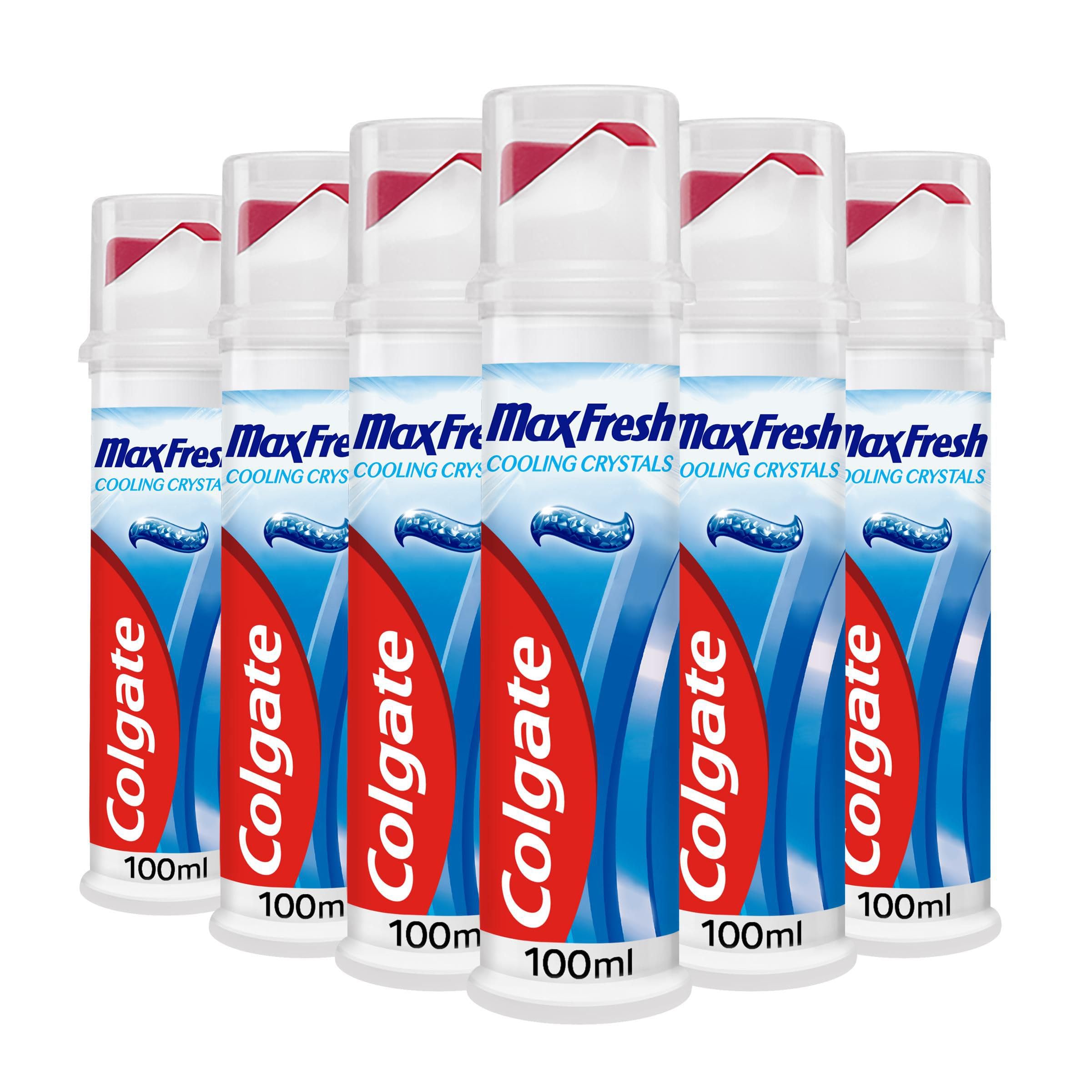 Colgate Max Fresh Toothpaste with Cooling Crystals 6 x 100ml - Fresh Breath Toothpaste - Fresh FX Technology for 10X Longer Lasting Cooling* - Helps to Fight Cavities - Keeps Teeth White