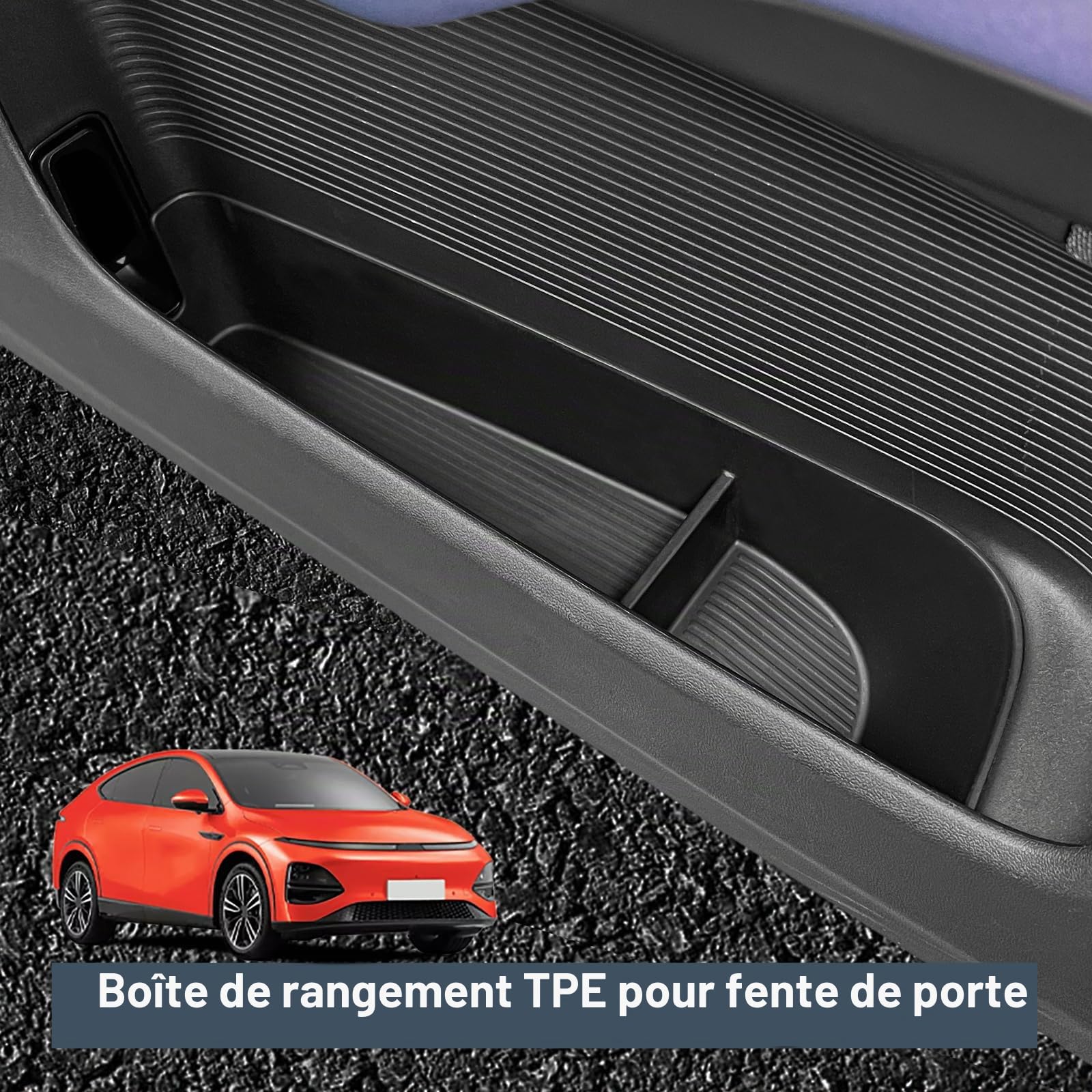 smabee 4 pièces Boîte de rangement latérale Doo pour Xpeng G6 2023 2024 2025 Organisateur de rangement pour porte latérale avant et arrière imperméable pour accessoires Xpeng G6 TPE Noir