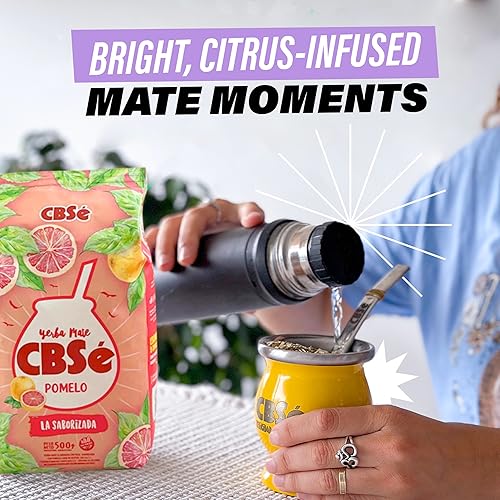 Miniatura 7 de CBSé Yerba Mate Pomelo (pomelo) - Té de yerba mate con sabor a hojas sueltas, 500 g (1.1 lb), con cafeína natural, sin gluten.