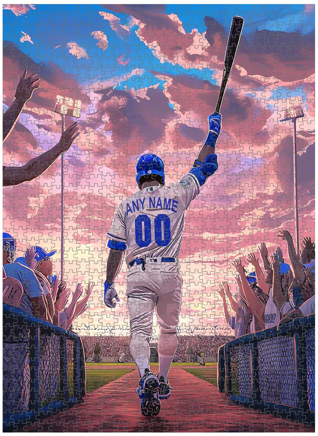 Becapeo Wooden Jigsaw Puzzles for Adults - Custom Name and Number on (Kansas City) Baseball Player Art Photo - 300 500 1000PCS Puzzles Game Home Wall