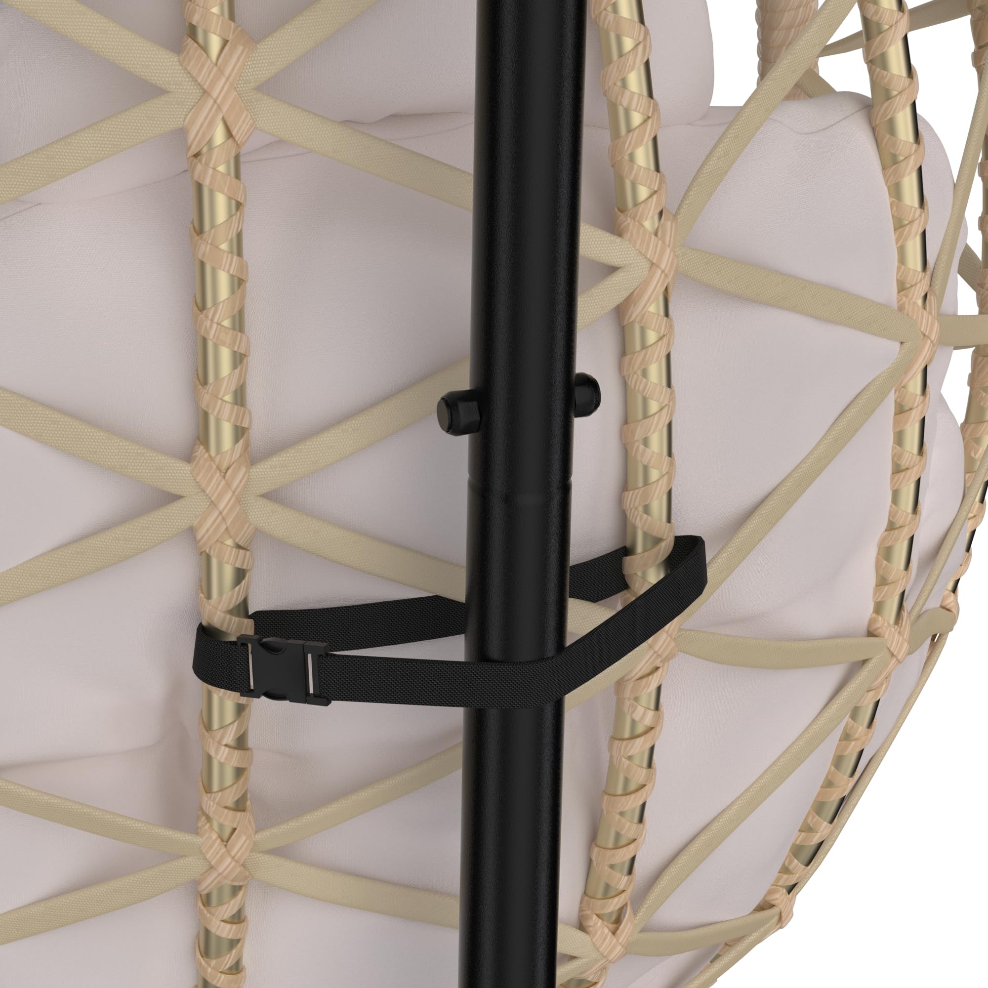 Hängesessel mit Gestell, Hängekorb Sessel mit Fußablage und Dicke Kissen, Outdoor oder Indoor Rattan Hängesessel, Möbel für Garten, Balkon, Wohnzimmer, Belastbar bis 150kg (Gray)