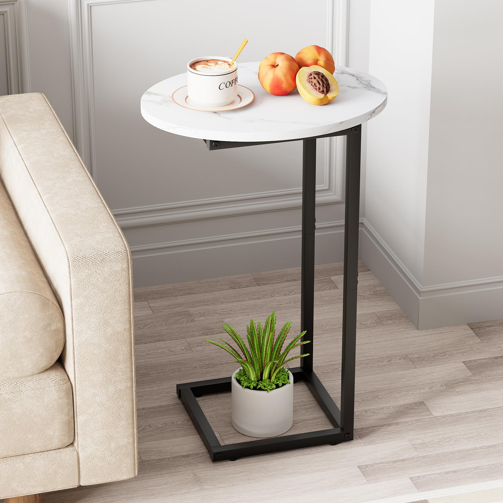 Amazon.com: Katrawu C Shaped End Side Table, Small Oval Couch Sofa 