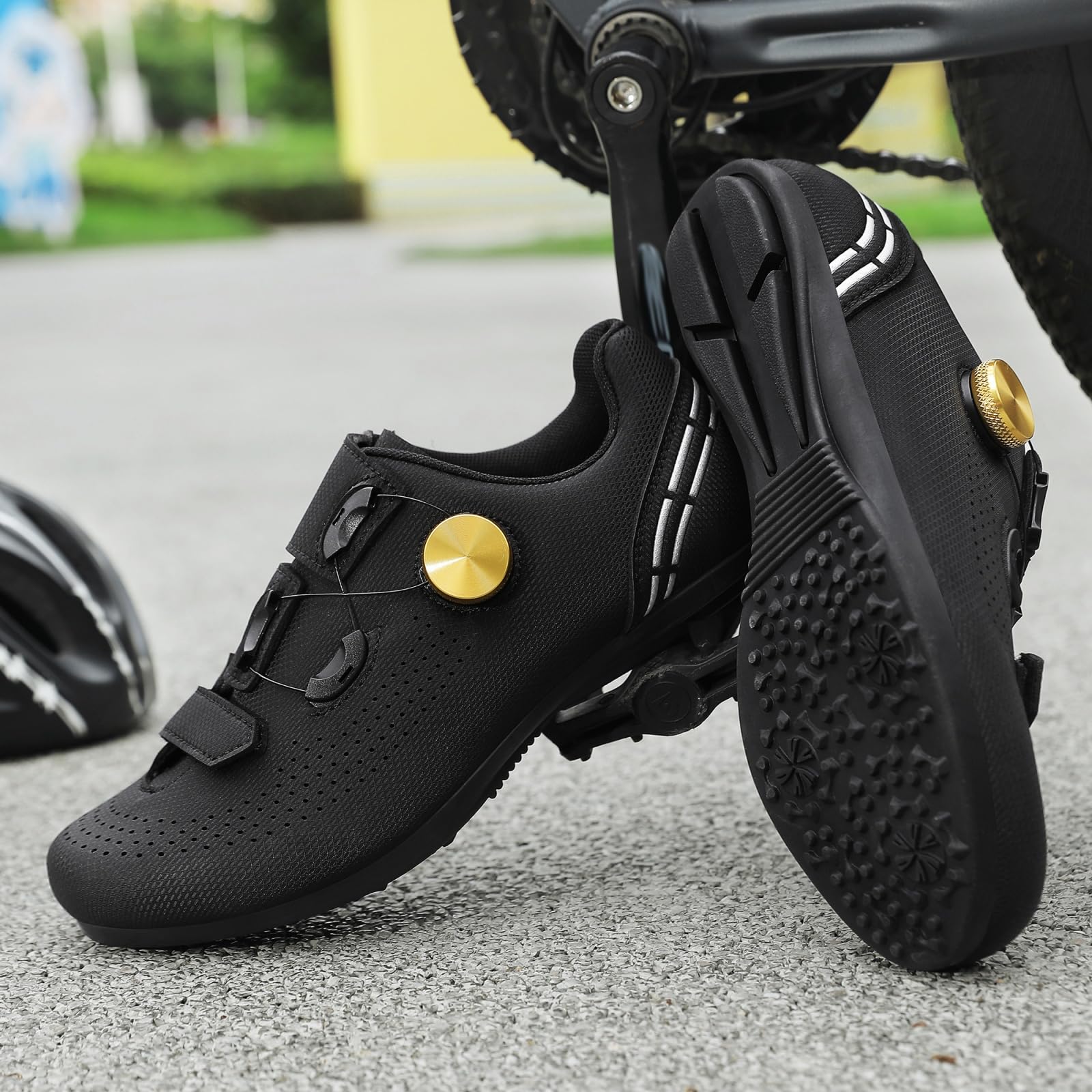 JiuQing Zapatillas Ciclismo Hombre Mujer Suela Goma Zapato Bicicleta Planas