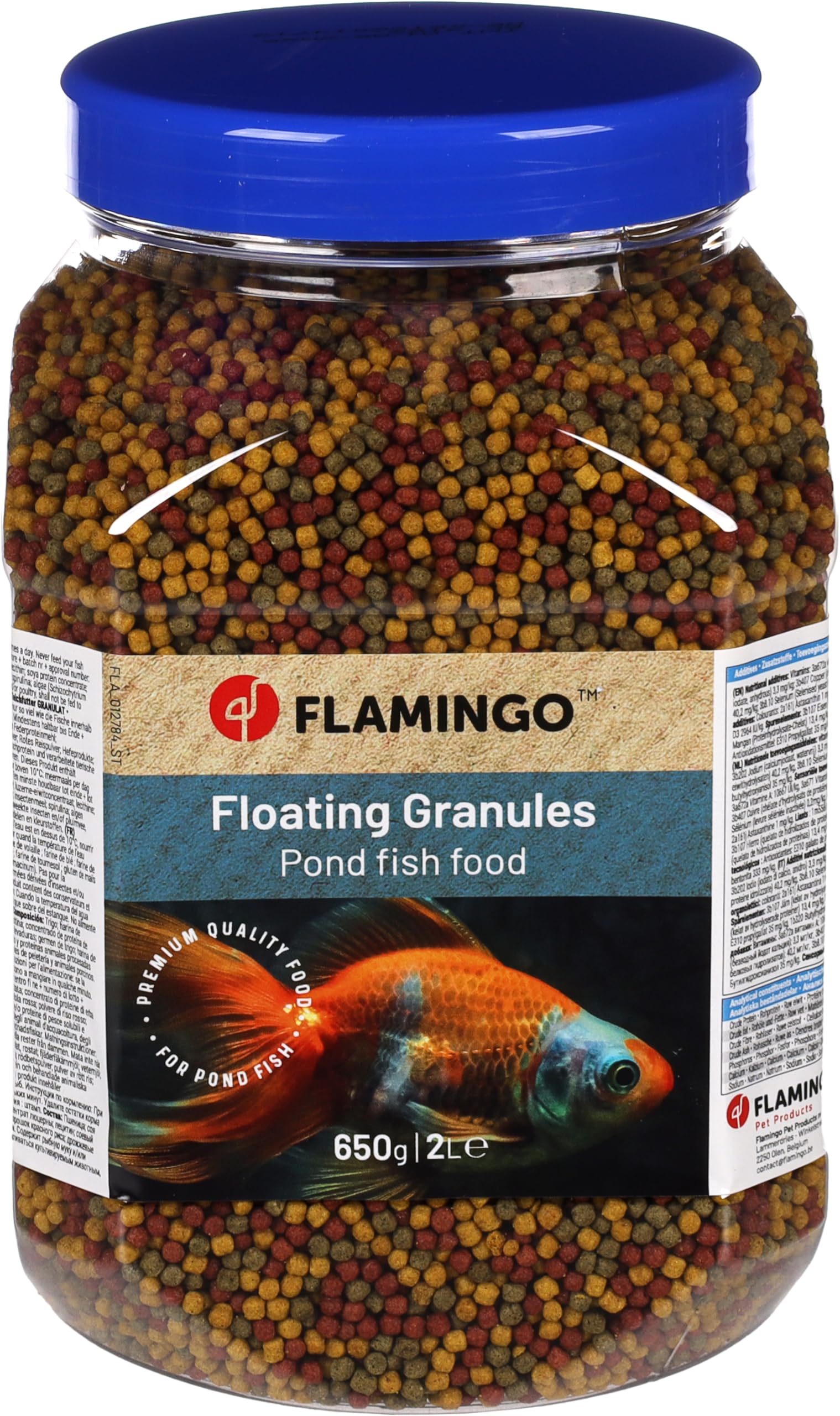 Flamingo Nourriture d'étang granulats Beige Vert Rouge - 2L - pour Les Poissons d'eau Douce