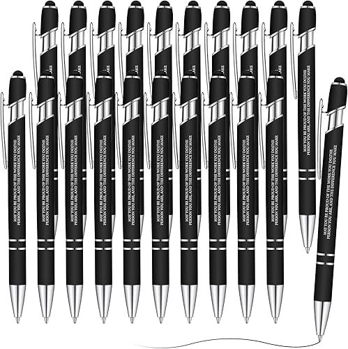 Miniatura 8 de Teling Juego de 20 bolígrafos motivacionales con punta de lápiz digital suave de 0.039 pulgadas (0.039 pulgadas), tinta negra de metal, regalos de