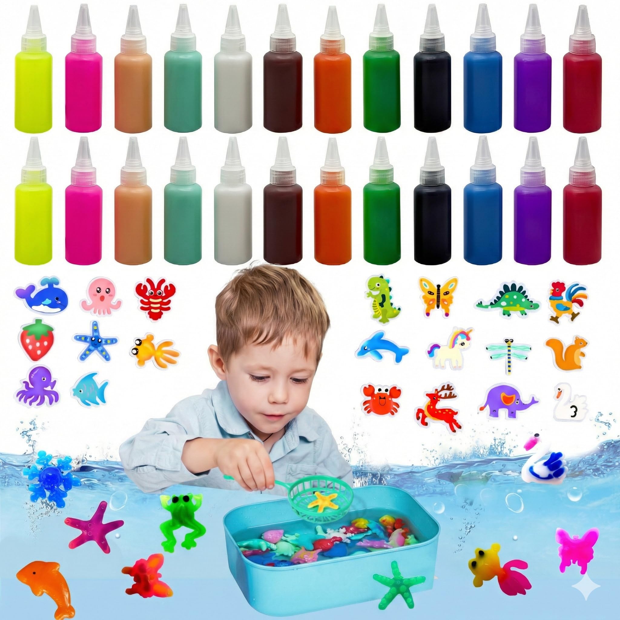 DIY Water Gel Kit for Kids Sensory Play,Easy-To-Mold Aqua Fairy Water Gel Toy,Non-Fading Fine Motor Skills Craft,Relaxing Healing Activity for Rainy