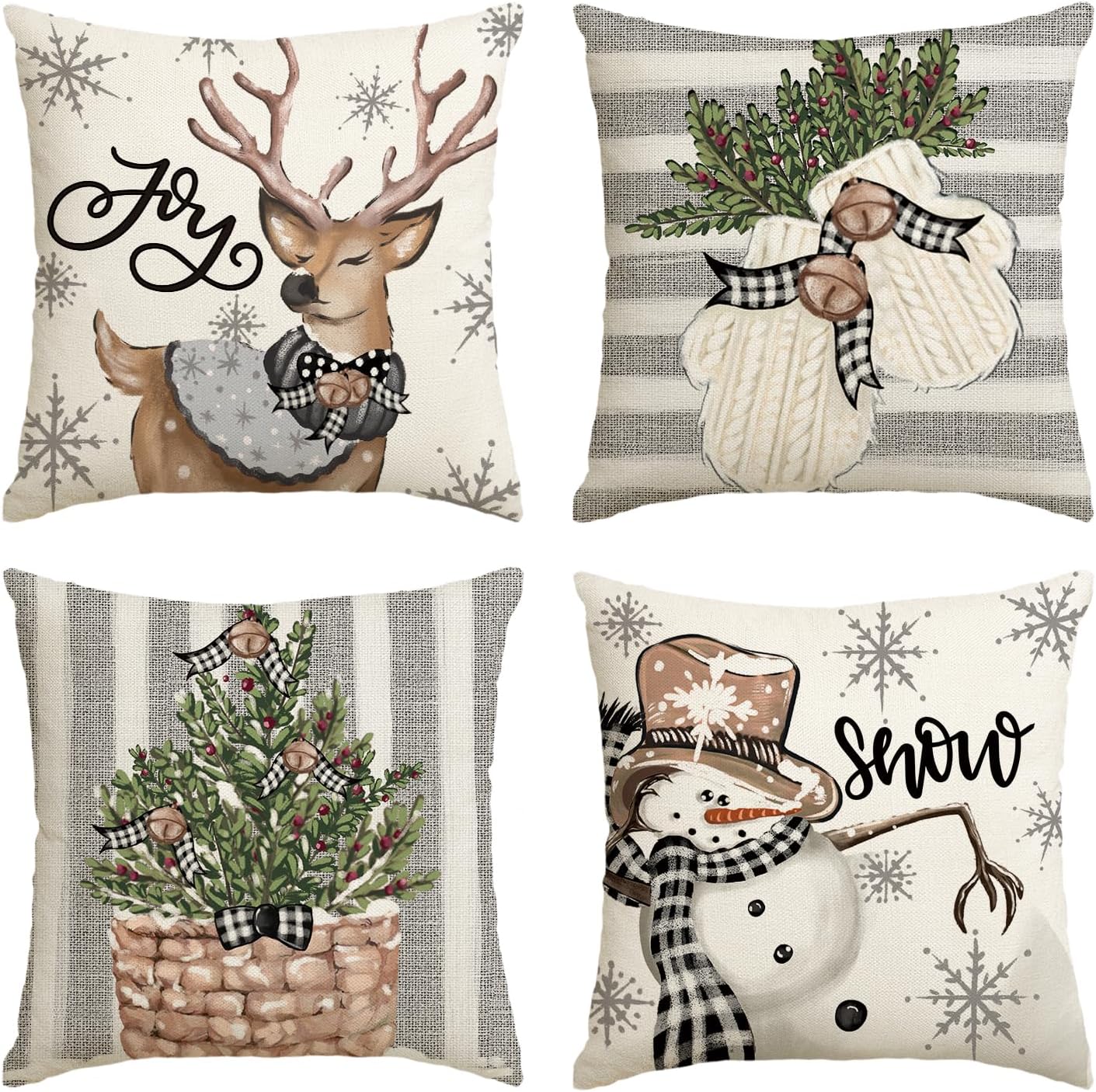 Lot De 4 Housses De Coussin Imperméables - 45 X 45 Cm - Décoratives