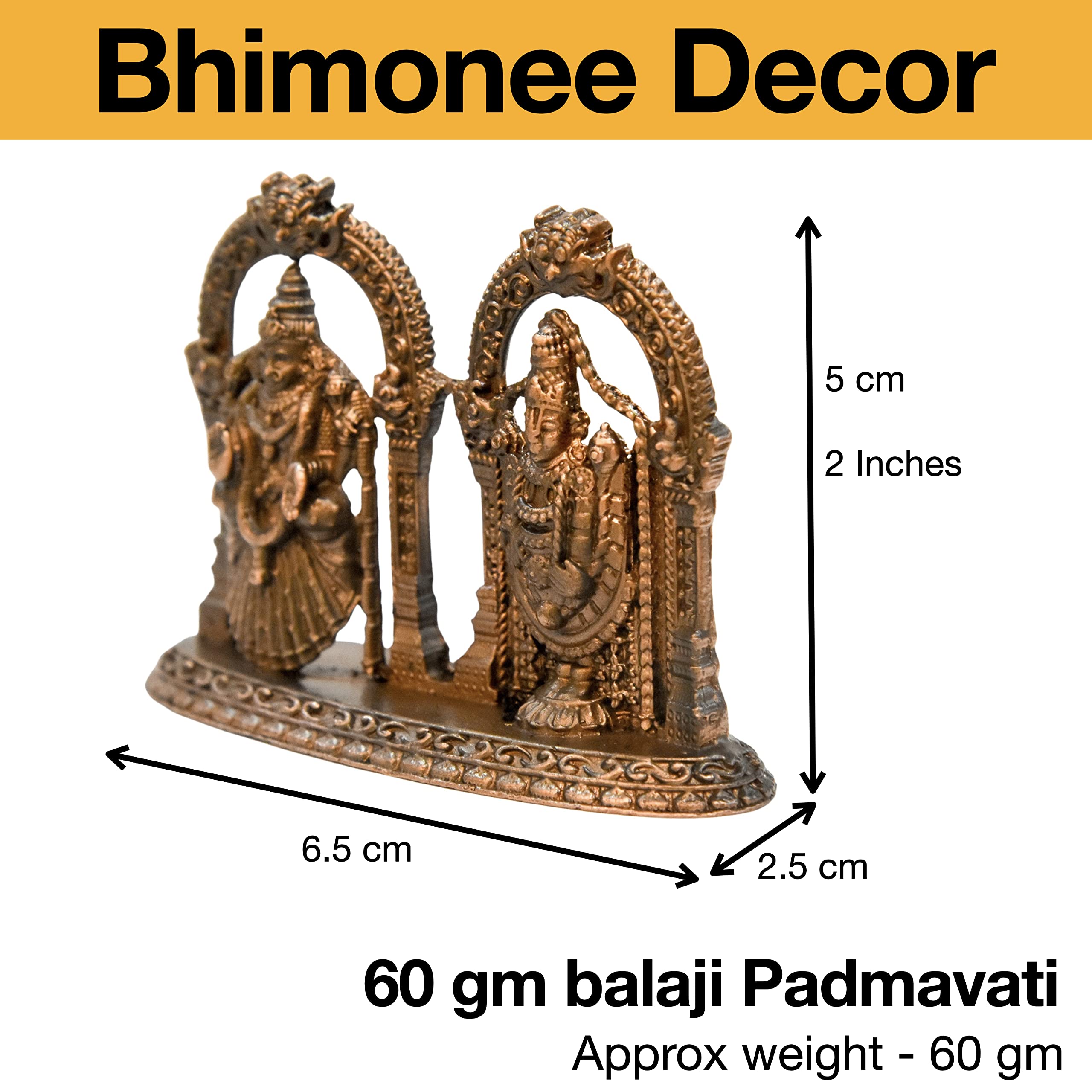 Handmade Copper Balaji & Lakshmi Idol - Antique Finish -2
