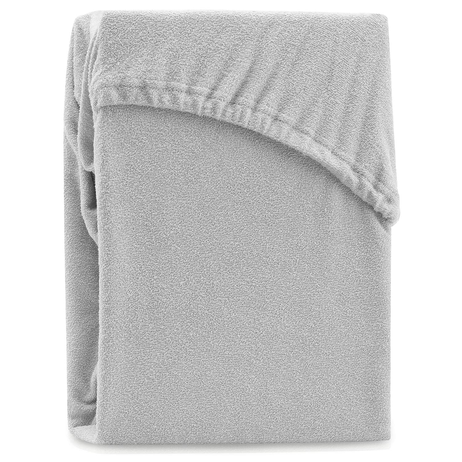 AmeliaHome Prześcieradło Z Gumką Bawełna Frotte 80x200-90x200 cm Szary