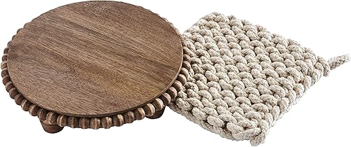 Mud Pie Juego de salvamanteles y olla de ganchillo, salvamanteles de 8.0in de diámetro soporte de 7 x 7 pulgadas